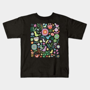 Birds and Blooms - cute floral pattern by Cecca Designs Kids T-Shirt